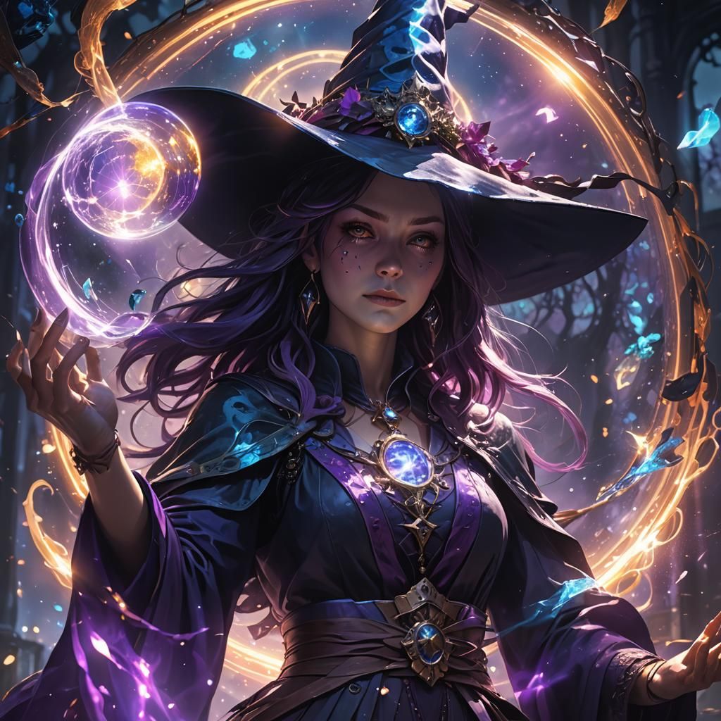 Ethereal Witch Portrait in Dark Fantasy Style