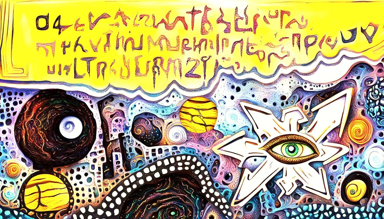 Surreal Landscape with Chaos Sign and Watching Eye