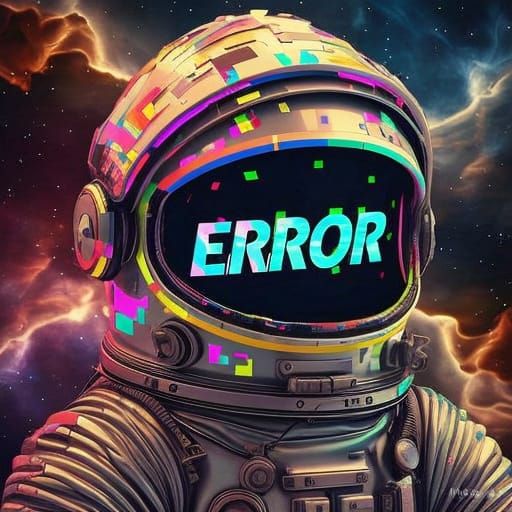 Astronaut Helmet in Neon Glitchcore Cosmology