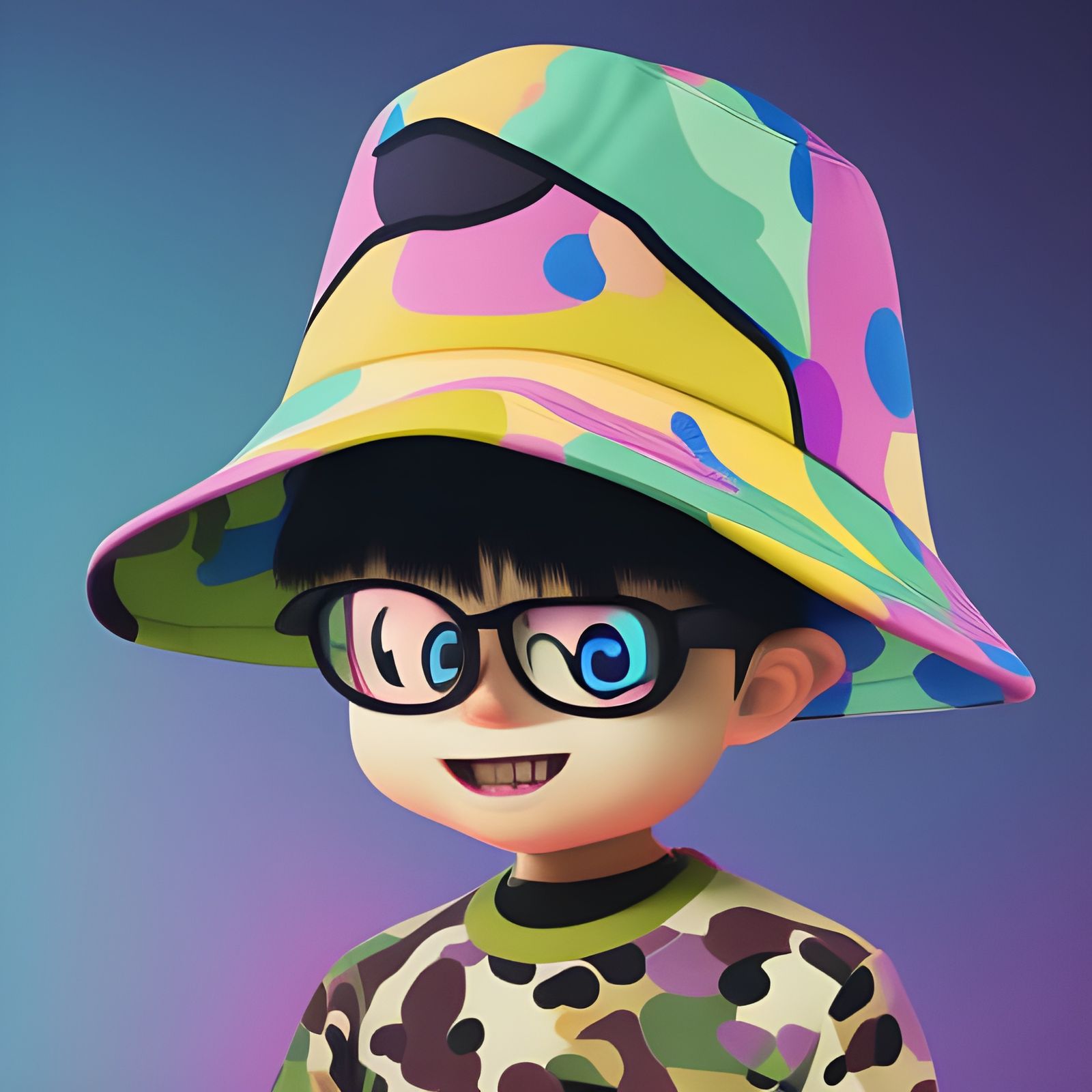 Streetwear Character with Bucket Hat, 3D Digital Art