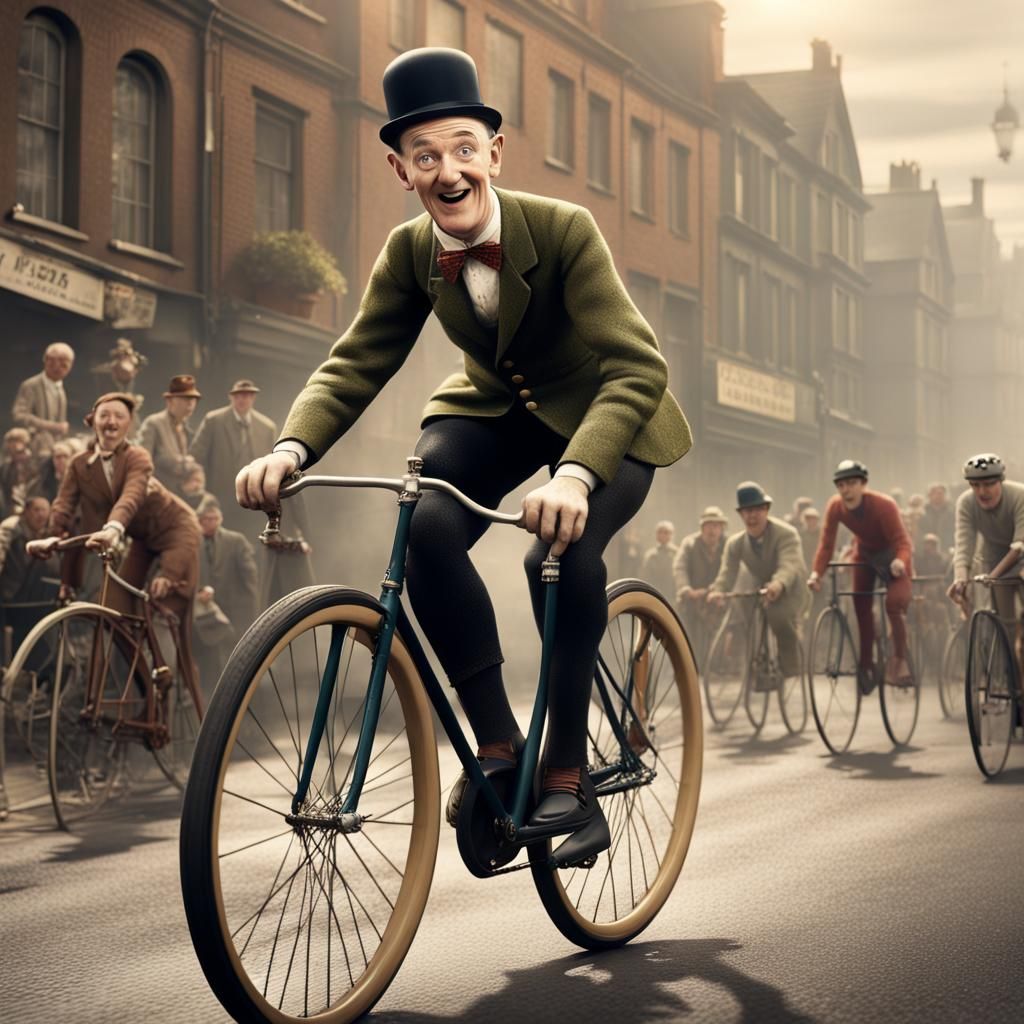 Stan Laurel Wins Cycle Race: Fantasy Art