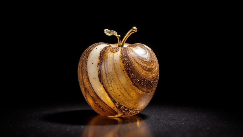 Luxurious Glass Apple in Deep Black, Inspired by Fabergé and...