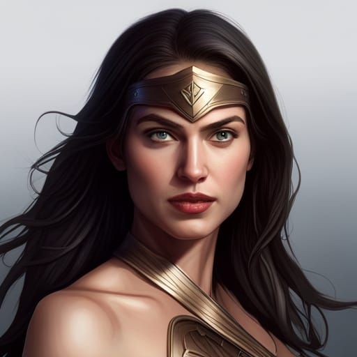 Wonder Woman Portrait in Comic Book Style