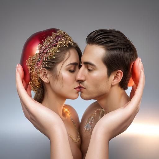 the most beautiful couple in love in the world inside a gold...