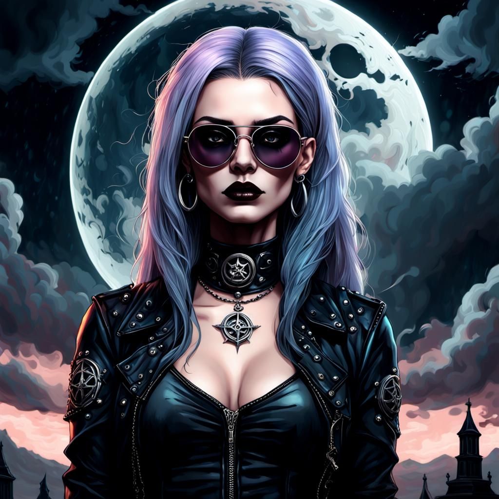 Gothic Woman with Tattoos in Surreal Digital Art