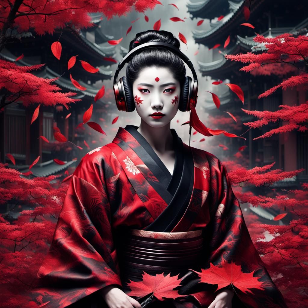 Geisha with Samurai Sword in Giger Style