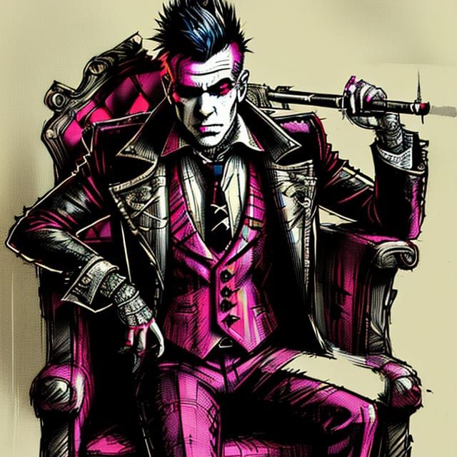 Cyberpunk God King in Film Noir Style