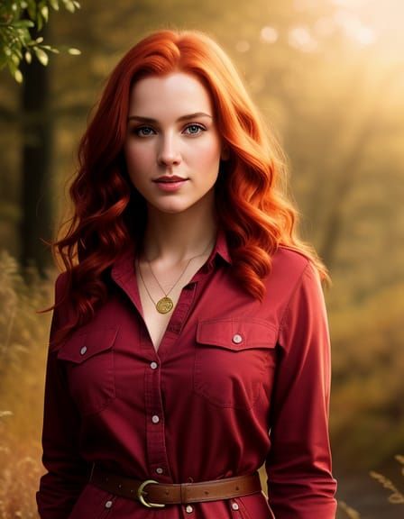 Scottish Woman with Red Hair in Photorealistic Style