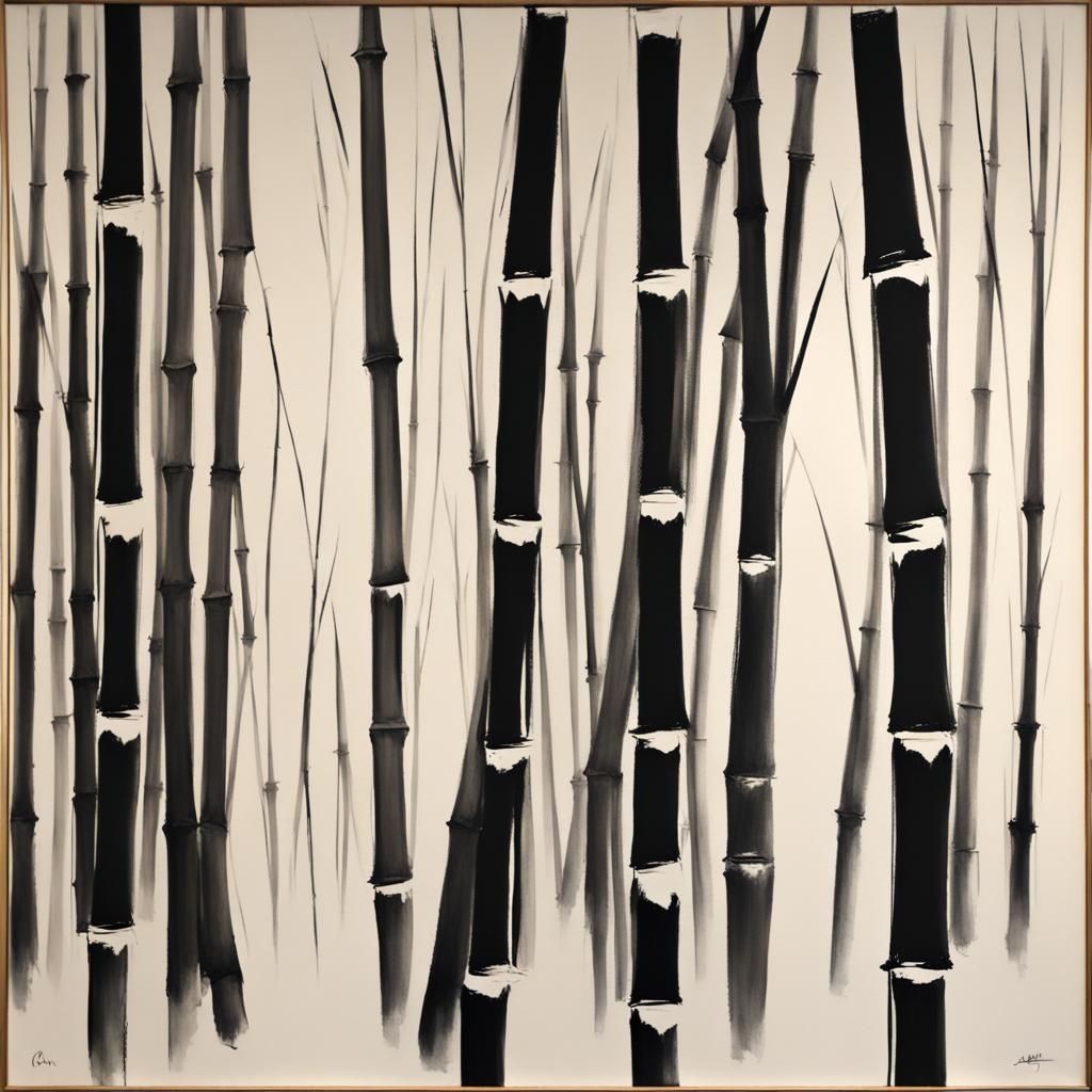 Retro Bamboo Forest in Sumi-e Style