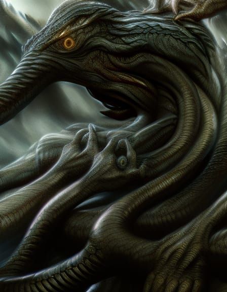 Thor Battles Jörmungandr in Dark Fantasy Style