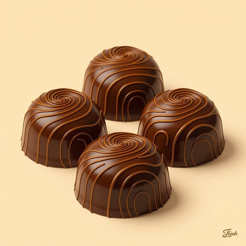 Sepia Chocolate Sculptures with Sine Wave Designs