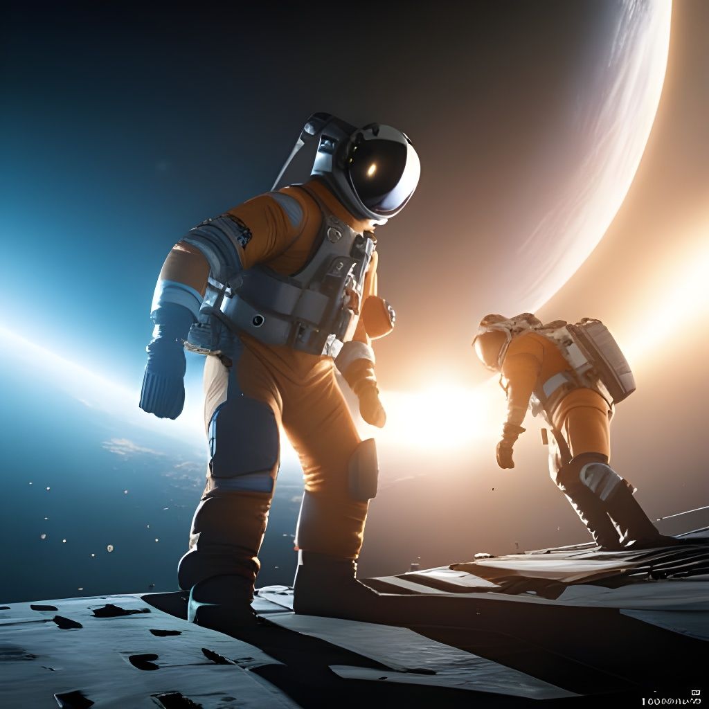 Astronauts on Space Station: Hyperdetailed Concept Art