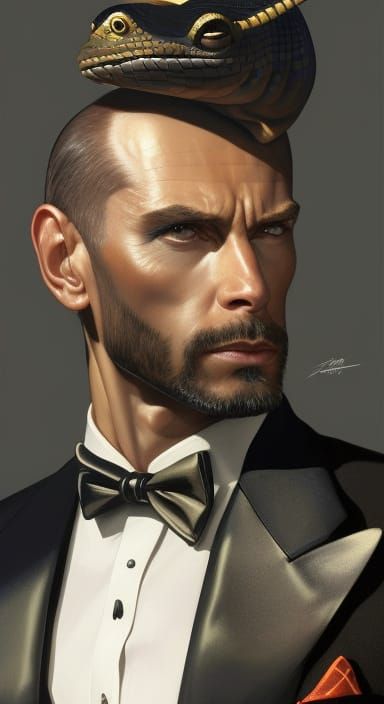 Lizard-Human in Tuxedo: Hyperdetailed Concept Art