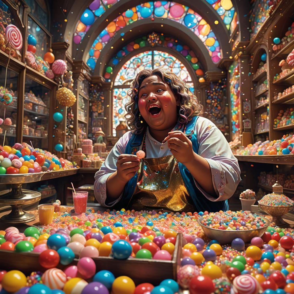 Fantastical Candy Store Scene with Sweets