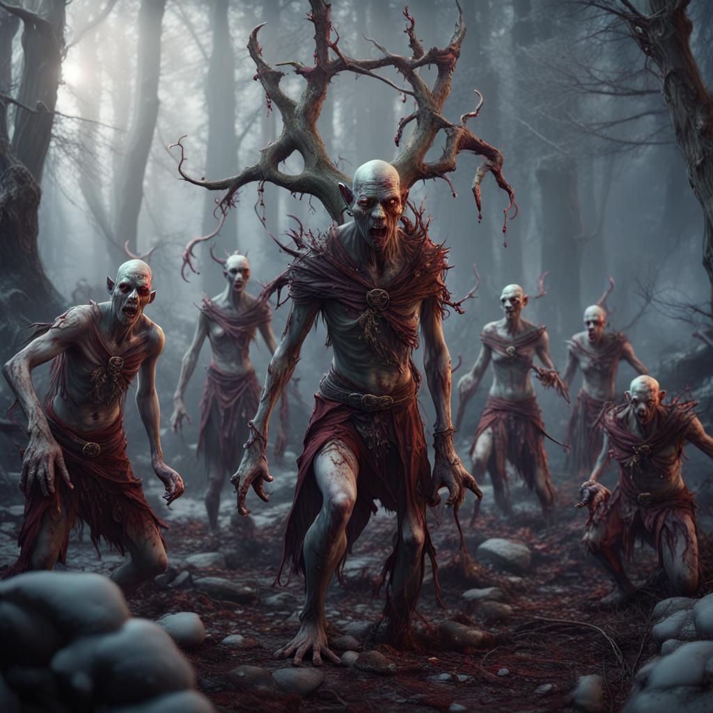 Zombie Elves Christmas: Detailed Fantasy Art