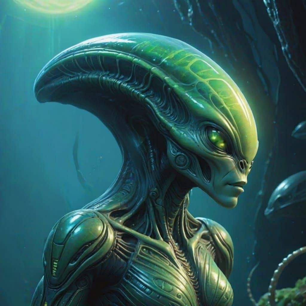 Aquariid Beings: Elongated Humanoids with Bioluminescent Ski...