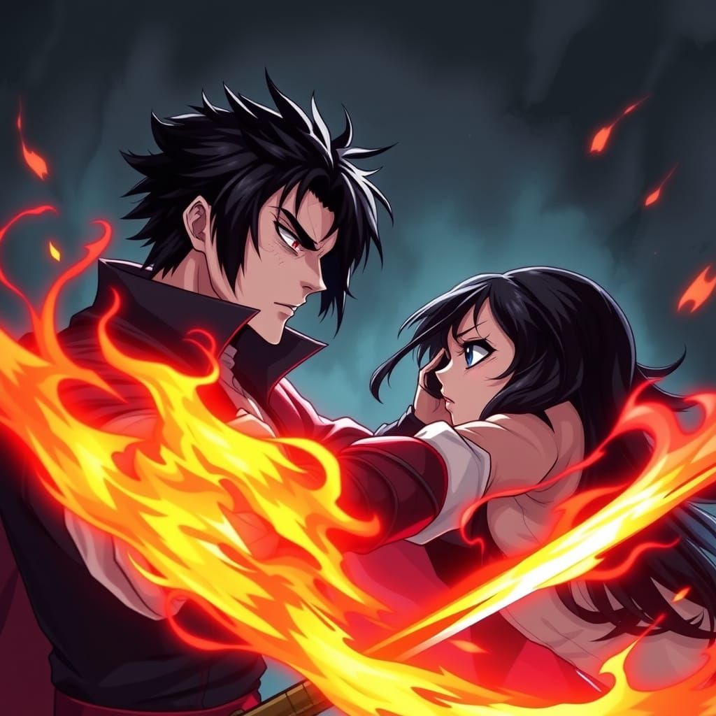 Dhampir and Fire Witch Battle Training, Anime Style