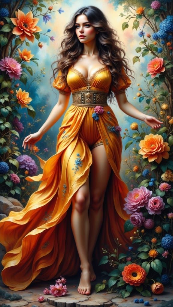 Beautiful Woman Portrait in Oil Painting Style