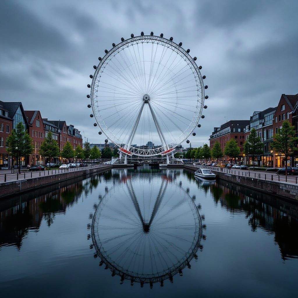 Majestic Ferris Wheel Against Urban Skies