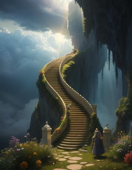 Stairway to Equality: A Surreal Digital Illustration