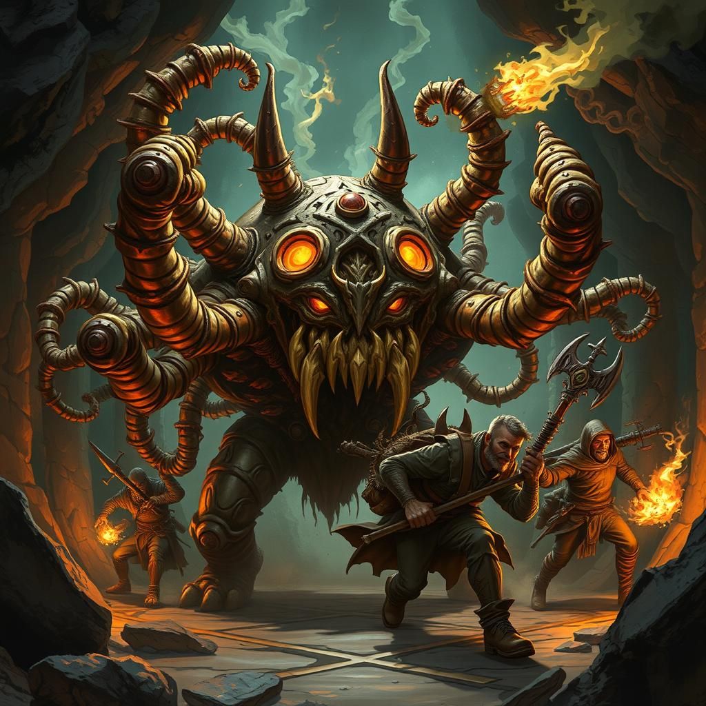 Beholder's Dungeon Chase: D&D Inspired Art