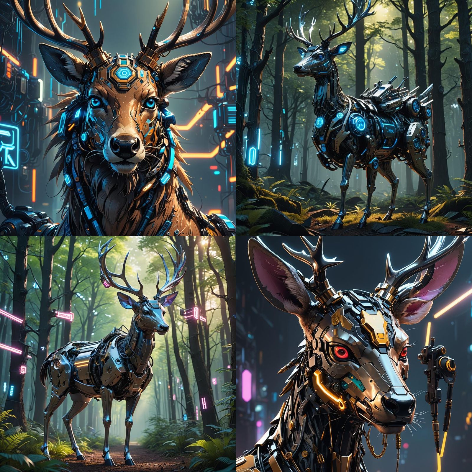 Mechanical Deer in 3D Anime Style