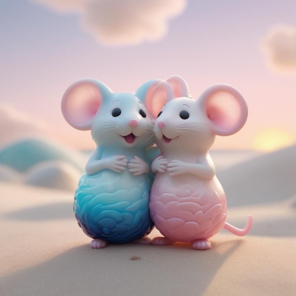 Jellybean and Marshmallow Mouse Digital Art