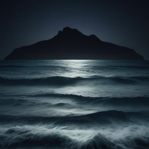 Dreamy Nocturnal Island Scene Inspired by Bierstadt