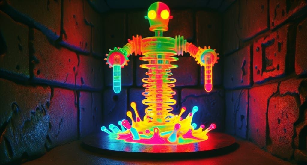 A Form For His Secret Love in Neon Liquid Fire Outline