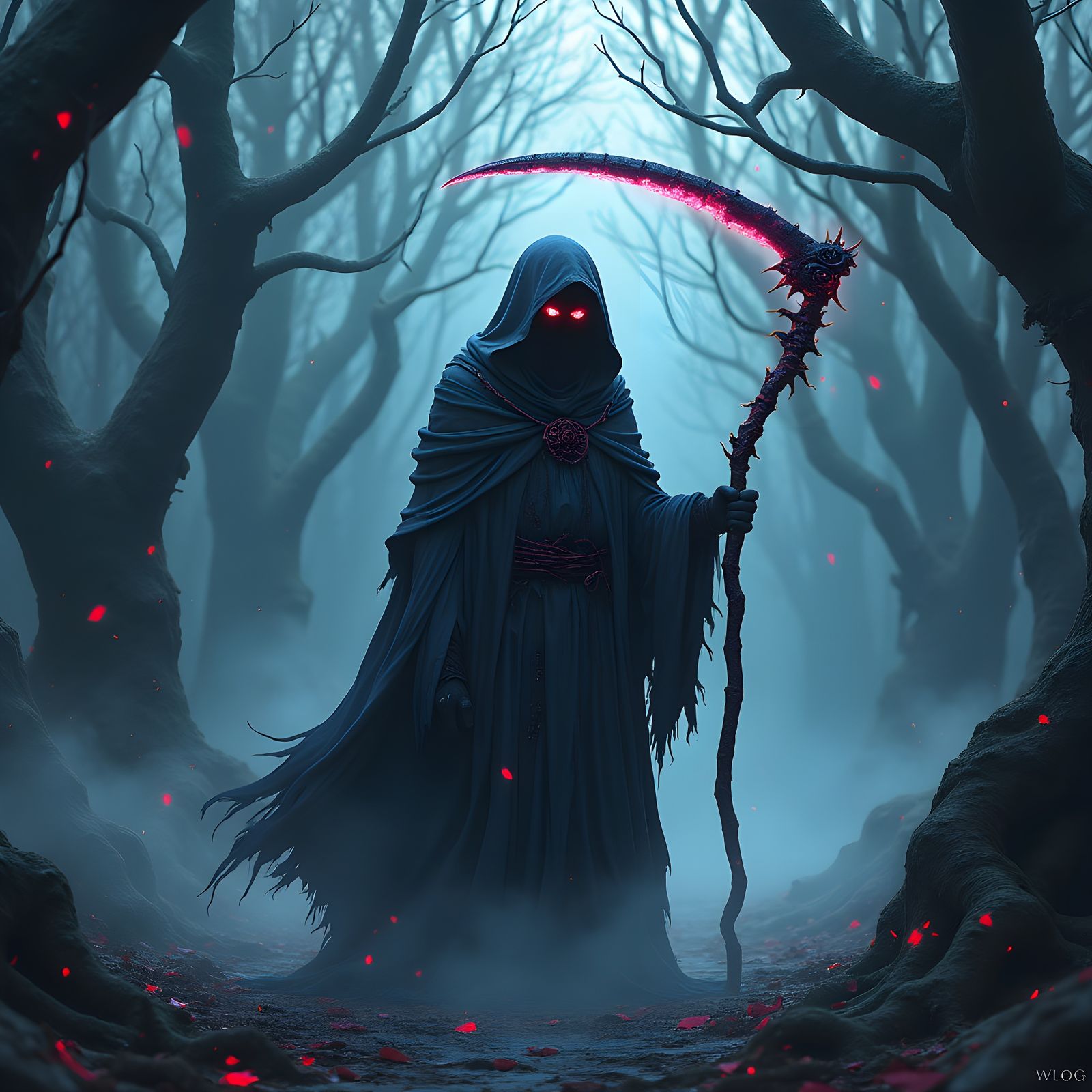 Eerie Grim Reaper in Anime-Inspired Digital Art