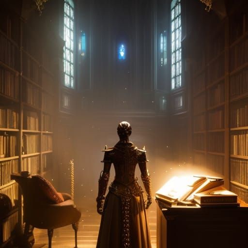 Epic Fantasy Library With Intricate Detail