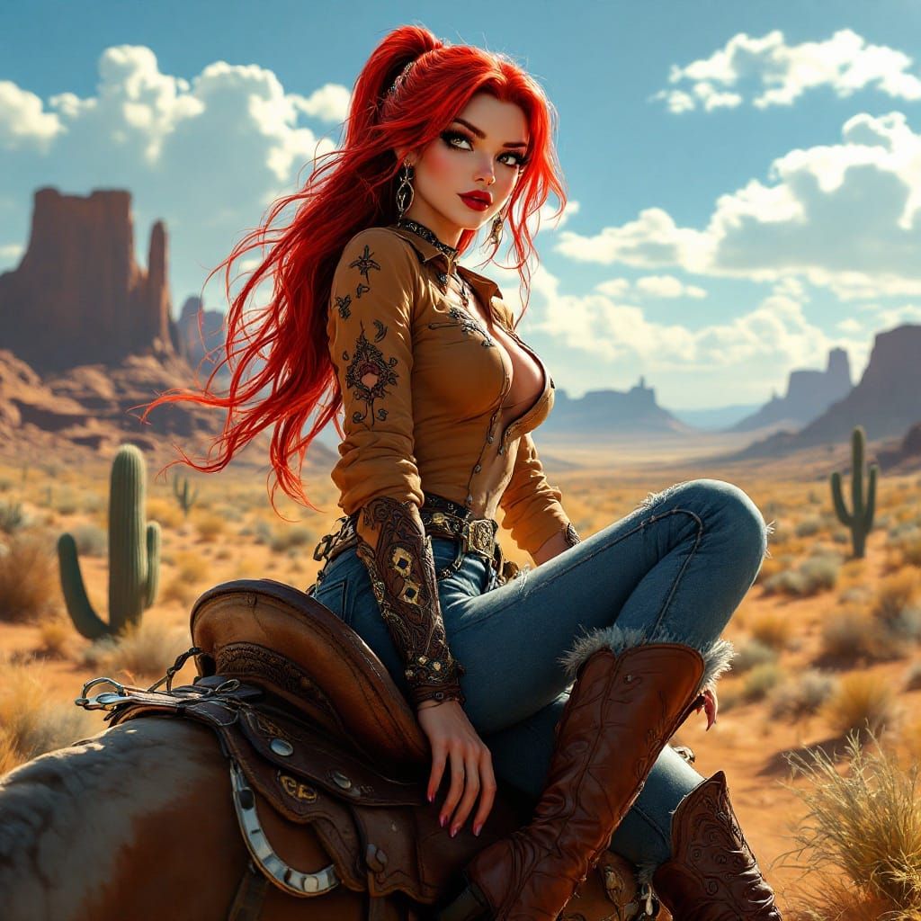 Jessica Rabbit as Cowgirl in Hyperrealistic Splash Art