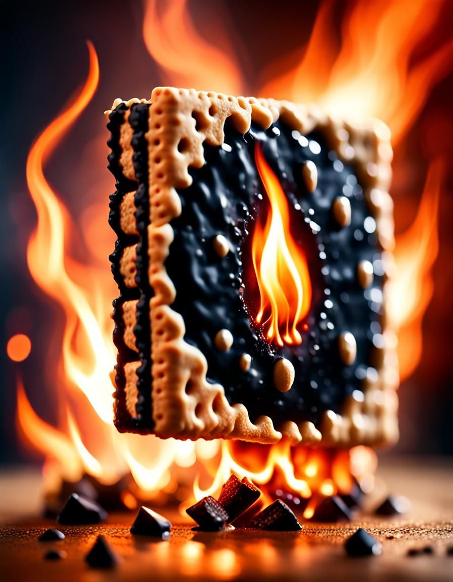 Obsidian Cracker Ablaze: Expressionist Cinematic Illustratio...