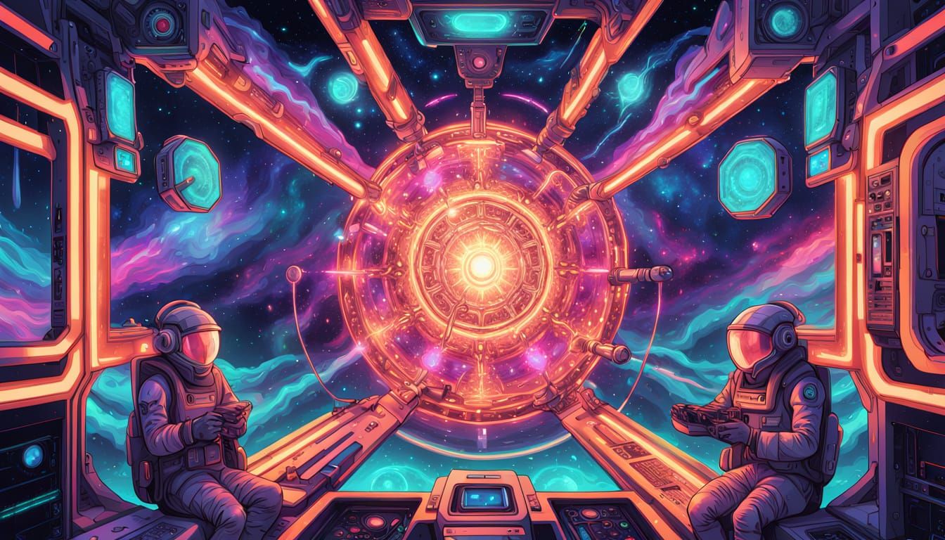 Surreal Futuristic Lab Scene with Time Travel Device and Ali...