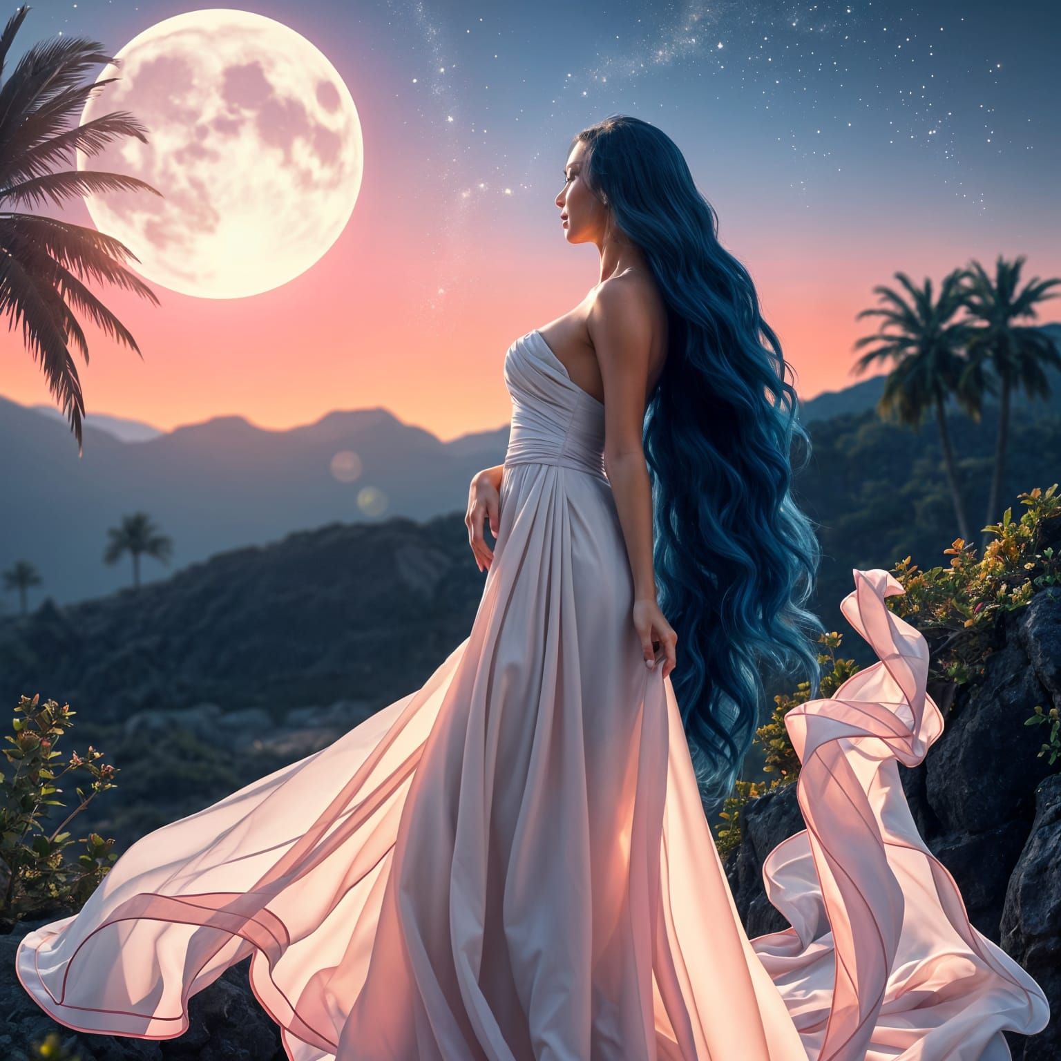 Radiant Woman in Oasis of Light