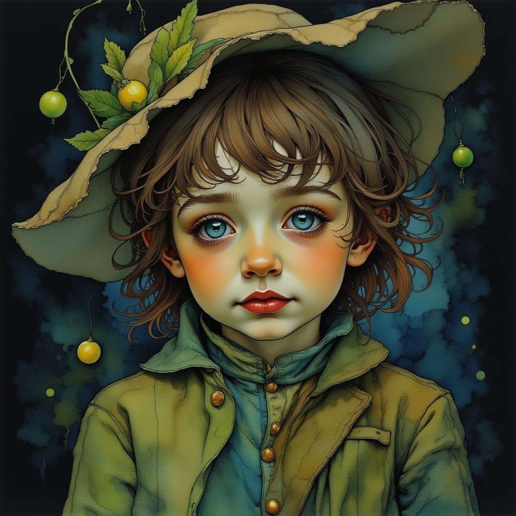 Jack Climbing Beanstalk in Whimsical Neurographic Style