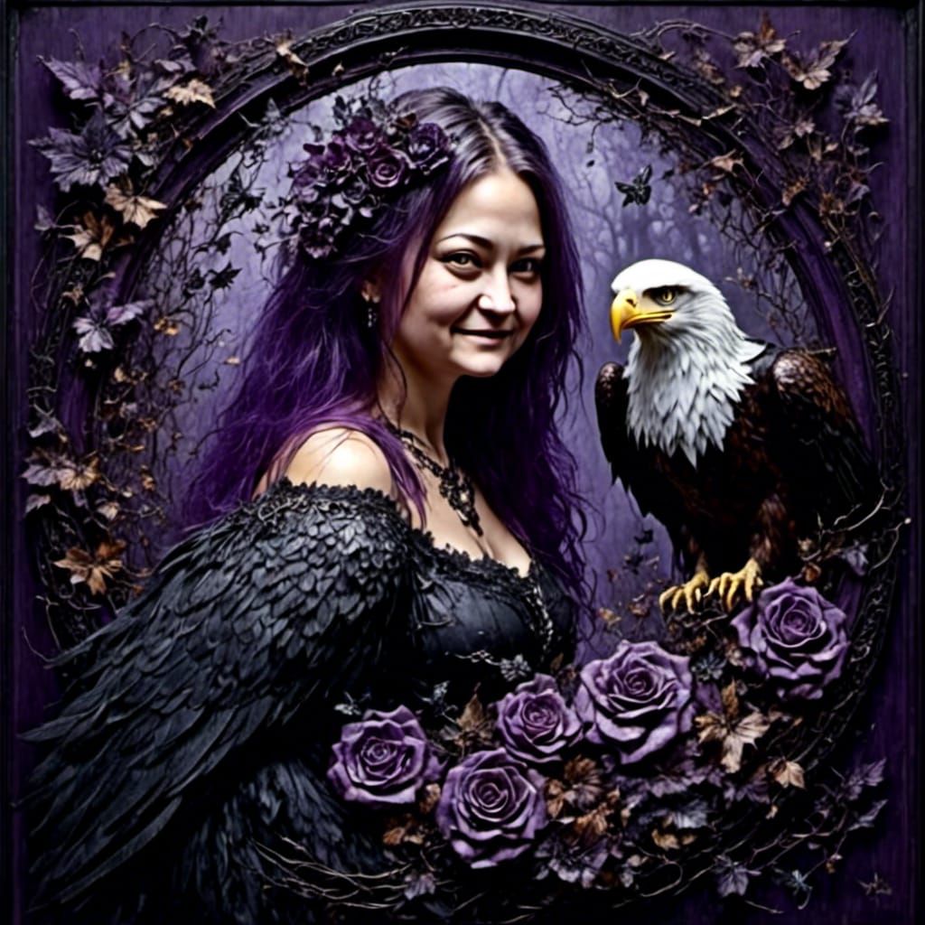 Ethereal Gothic Romance with Wings and Flowers