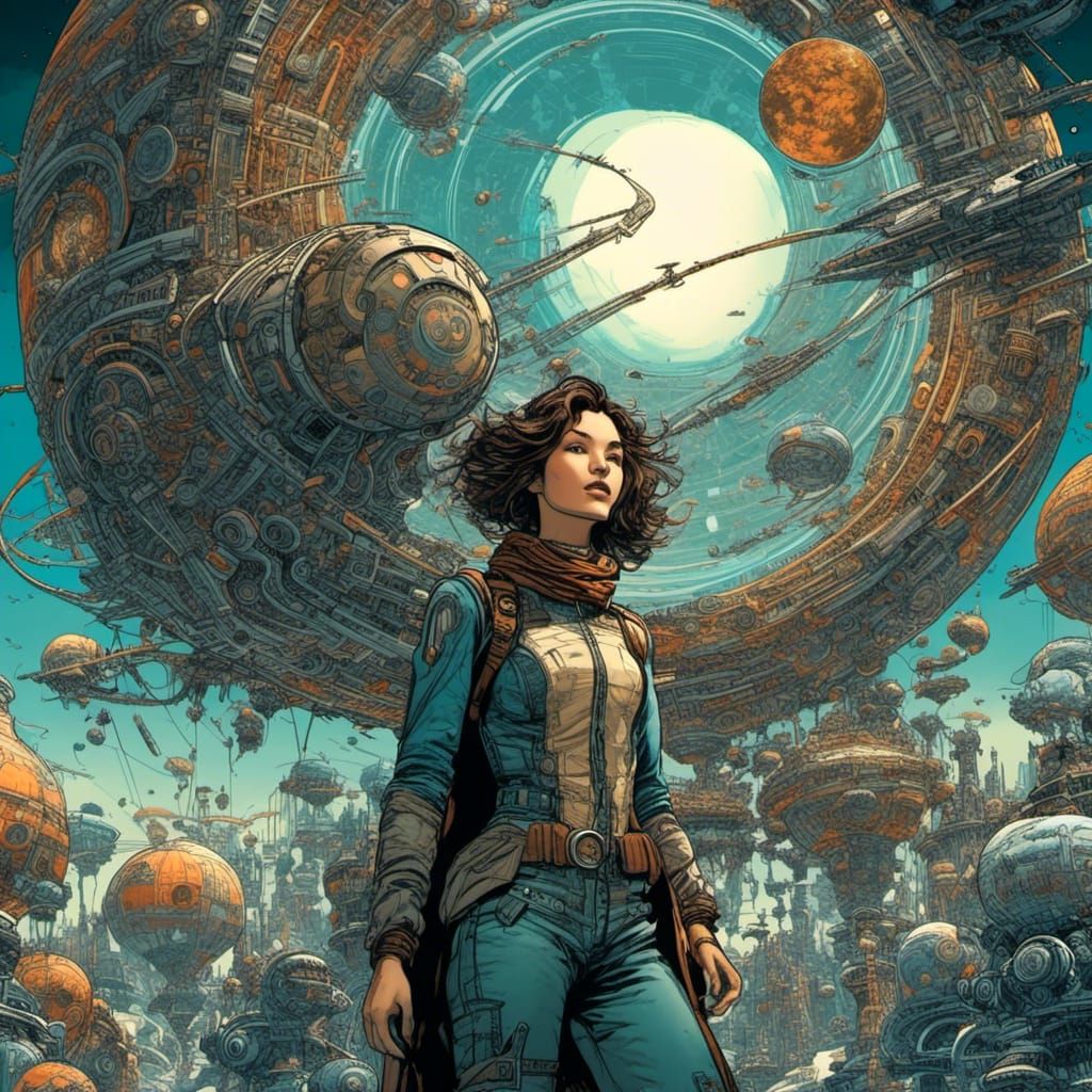 Woman's Portrait on Fantasy Planet in Comic Style
