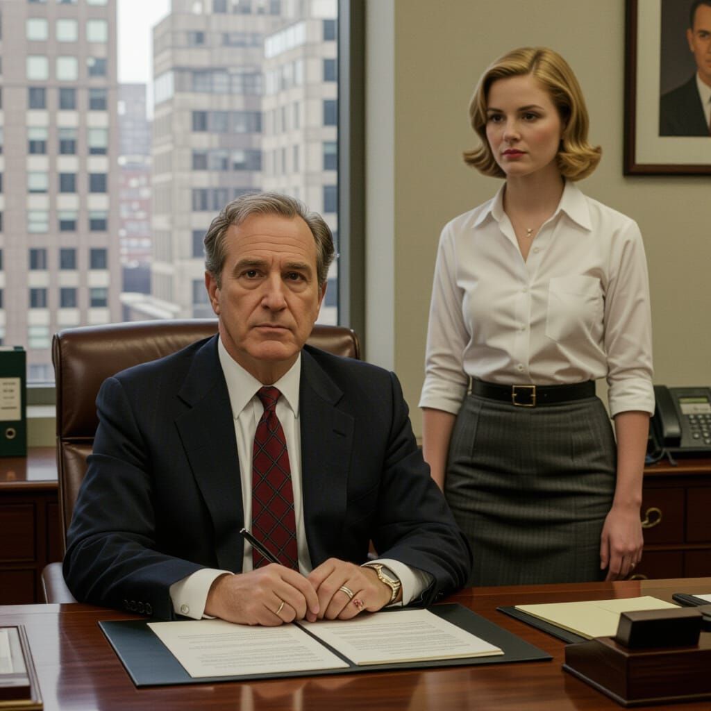 Office Scene in Style of Cinematic Drama