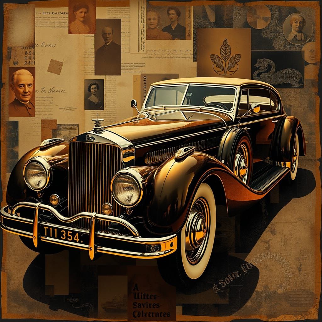 Art Deco Car in Vintage Photo Collage