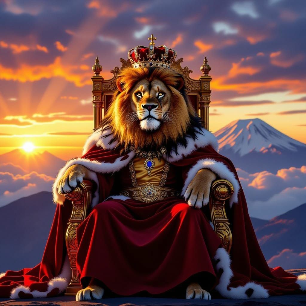 Lion King on Kilimanjaro at Sunset