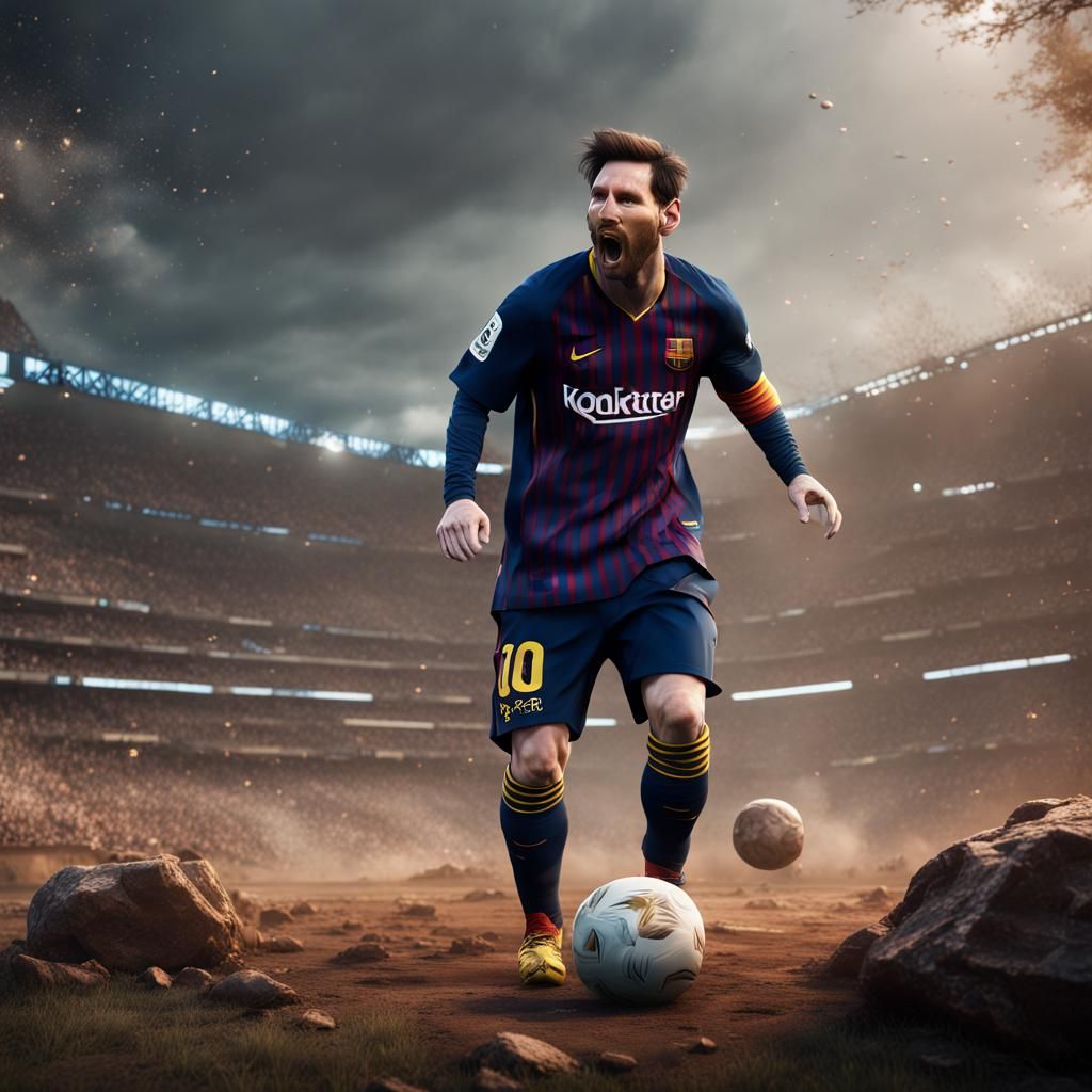 Detailed Matte Painting of Lionel Messi