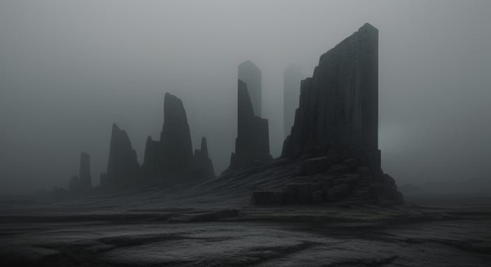 Mysterious Monolith Stone with Glowing Runes