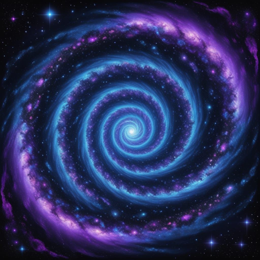 Surreal Cosmic Galaxy in Vibrant Purple and Blue Hues