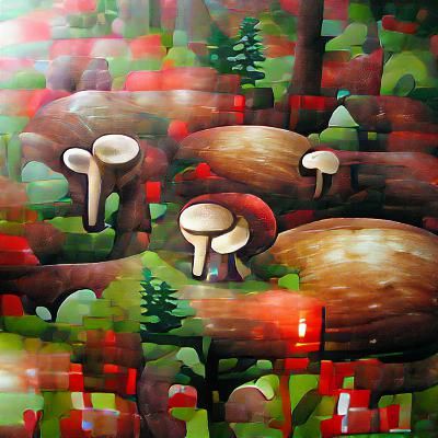 Enchanted Forest of Colorful Mushrooms