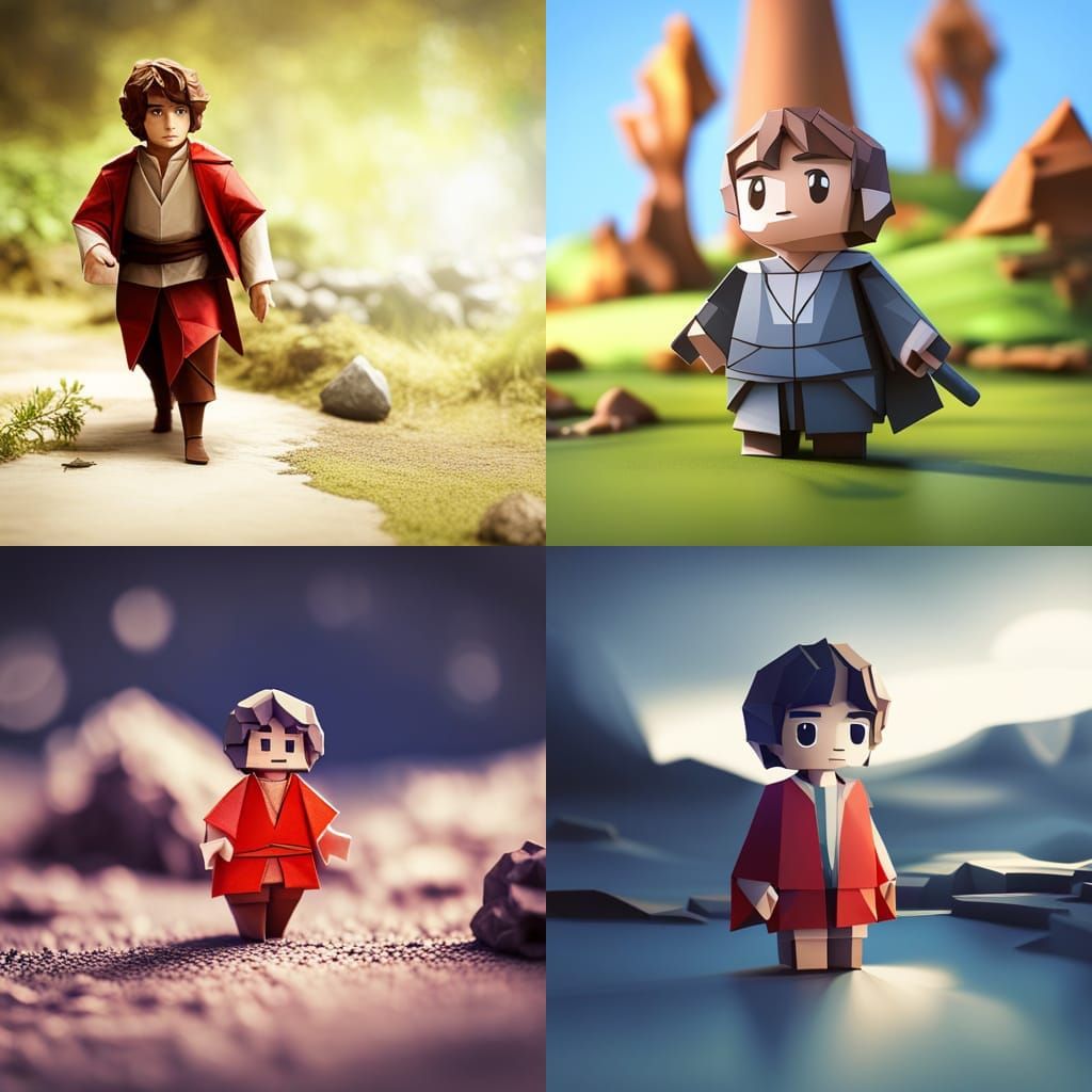 Origami Frodo Papercraft in 8K Resolution