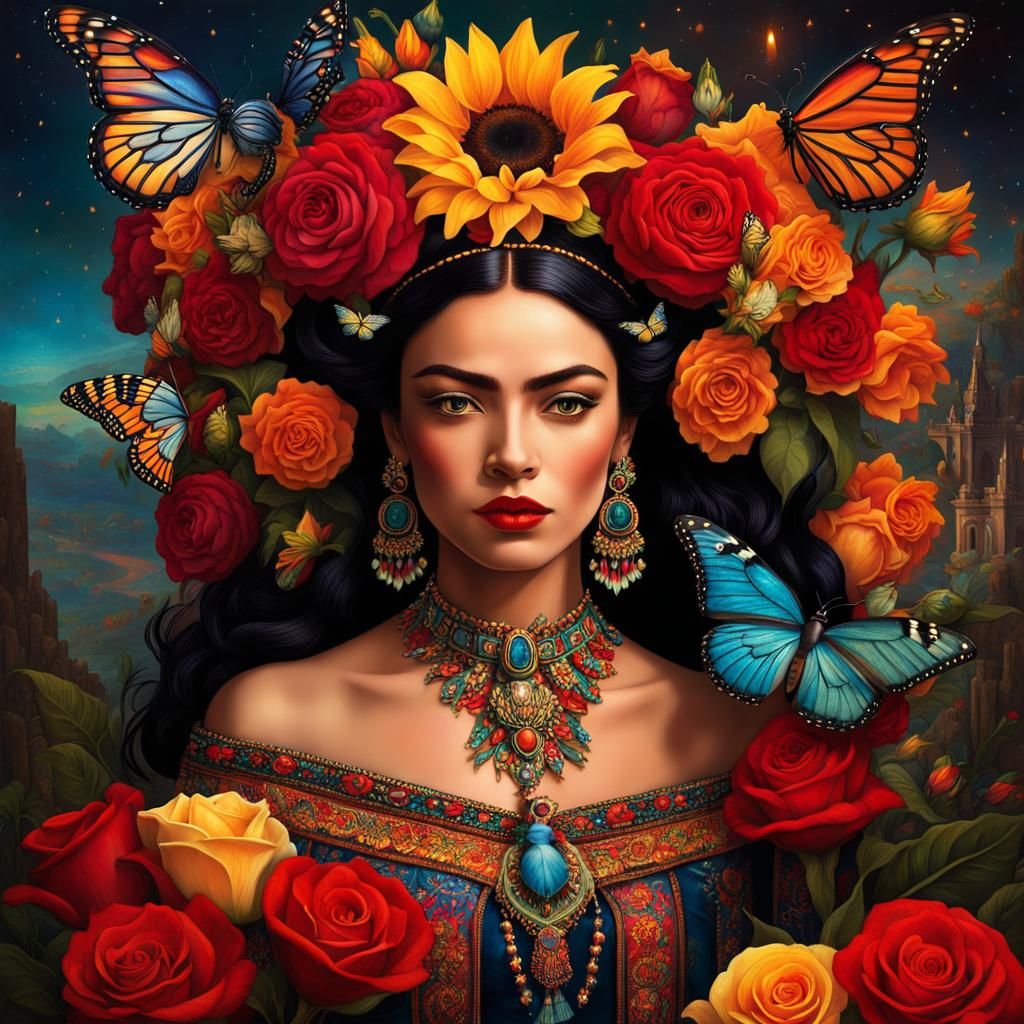 Frida Kahlo inspired scene that blends personal history with...