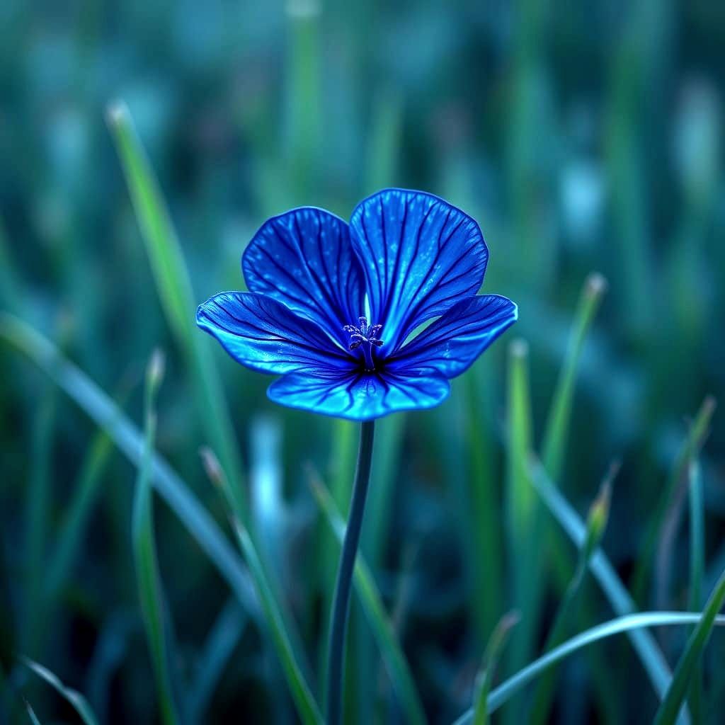 Vividly Colored Flower in Softly Glowing Grass