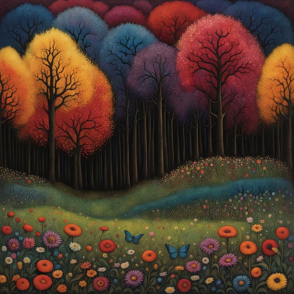 Lively Spring Meadow with Forest Animals