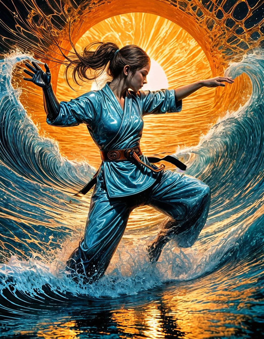 Dynamic Karate Martial Art in Airbrush Graffiti Style